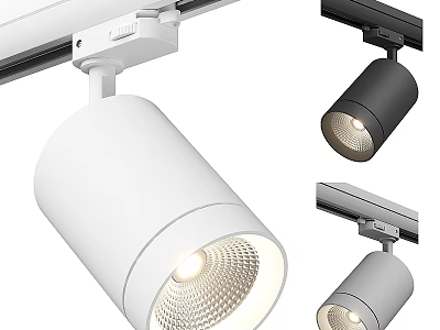 Modern Track Mounted Downlight Spotlights With White Black Gray Finish And Adjustable LED Lighting 3d model