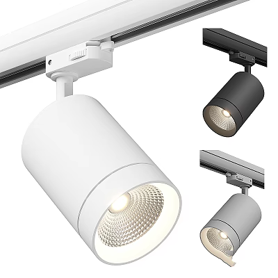Modern Track Mounted Downlight Spotlights With White Black Gray Finish And Adjustable LED Lighting 3d model