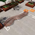 Modern Red Metal Mesh Landscape Seat With Wavy Design For Outdoor Areas