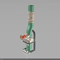 Industrial Hardware Tool Green Pipe Fitting With Red Valve And Gray Bracket