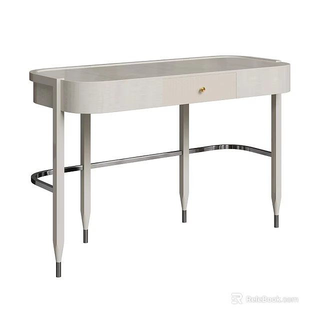 Modern Light Colored Dressing Table With Single Drawer And Metal Legs 3d model 