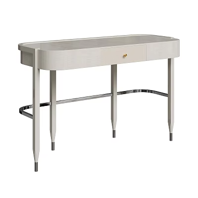 Modern Light Colored Dressing Table With Single Drawer And Metal Legs 3d model