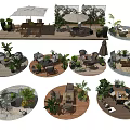 Outdoor Table And Chair Sets With Umbrella Plants And Wooden Deck Arrangements