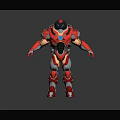 Red Armored Mech Warrior 3D Model With Glowing Core And Metallic Armor Design 3d model