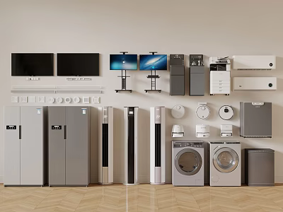 Collection of Home Appliances Including Refrigerators TVs Washing Machines and Air Conditioners 3d model