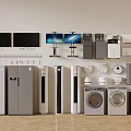 Collection of Home Appliances Including Refrigerators TVs Washing Machines and Air Conditioners