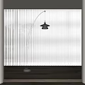 White Vertical Stripe Curtains in Modern Minimalist Interior with Floor Lamp and Wooden Floor