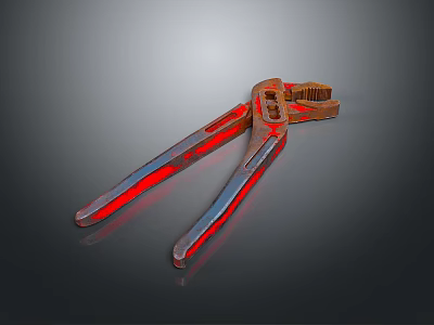 High Quality Adjustable Wrench With Red Silver Metal Design For Hardware Tools 3d model