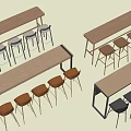 Modern Bar Table and Chair Dining Table and Chair Bar Stool 3d model