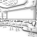 KTV Interior Design With Iron Man Theme Neon Lights Bar Counter And Stools