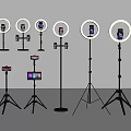 Different Ring Light Setups With Phone Holders And Tripod Stands For Content Creation 3d model