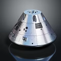 Silver Conical Space Capsule With Reflective Surface And Technical Aerospace Details 3d model