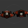 Two 3D Character Models With Red Gray Armor Costume And Hooded Design Front Back View