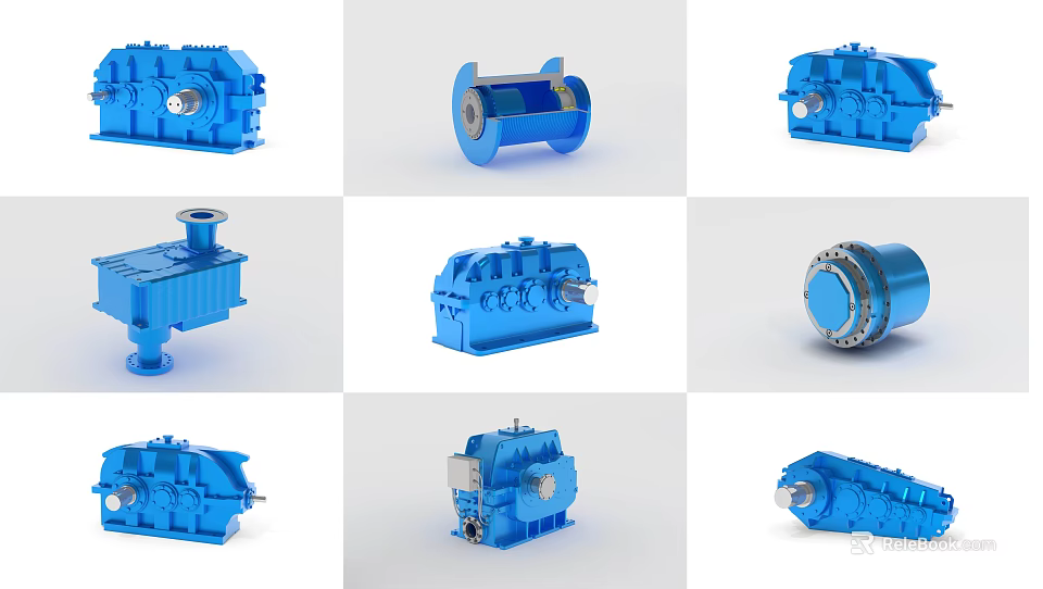 Blue Industrial Equipment Featuring Various Mechanical Components And Machinery Parts 3d model 