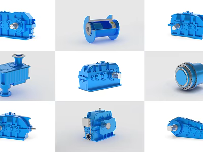 Blue Industrial Equipment Featuring Various Mechanical Components And Machinery Parts 3d model