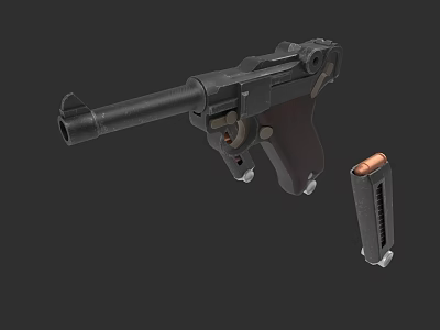 Vintage Black Pistol Firearm With Detachable Magazine And Classic Design 3d model