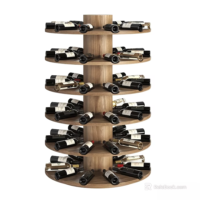 Commercial Rotating Wine Rack With Multiple Tiers For Wine Bottle Storage 3d model 
