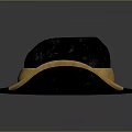 Classic Stylish Black Velvet Hat With Yellow Band For Daily Use