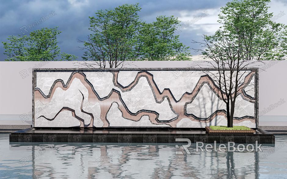 Modern landscape wall landscape wall model