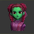 Vibrant Game Movie Character With Green Skin Pink Pigtails And Pink Top In 3D Design