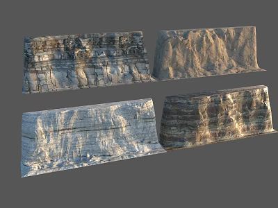 Assorted Natural Rock Texture Decorative Panels With Layered And Rough Surface Patterns 3d model