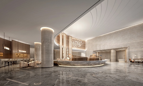 Modern Hall Hotel Lobby 3d model