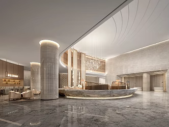 Modern Hall Hotel Lobby 3d model