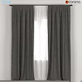 Textured Gray Curtain With White Sheer For Modern Home Window Decoration