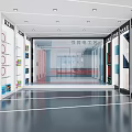 Modern Public Office Area With Open Layout Display Cabinets And Bright Lighting 3d model