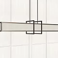 Modern Rectangular Chandelier With Black Frame And Light Colored Shade On Minimalist Wall 3d model