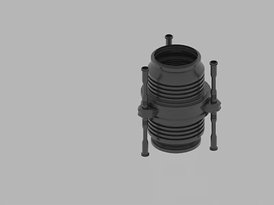 Black Industrial Mechanical Component With Threaded Design And Metal Bolts 3d model
