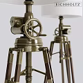 Tripod Floor Lamp With White Lampshade And Metal Wood Vintage Stand