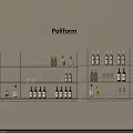 Poliform Modern Wall Mounted Metal Wine Rack With Bottles and Glasses