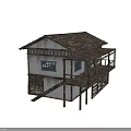 Traditional Ancient Building With Wooden Structure Balcony Stairs And Multi View Details