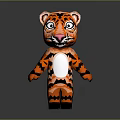 Cartoon Style Tiger Sculpture With Orange Black Stripes And White Belly Standing Pose