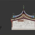 Traditional Chinese Architectural Design With Colorful Roof Dragon Sculptures And Red Doors