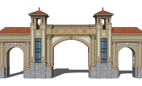 European-style entrance gate 3d model