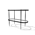 Modern Two Tier Side Table with Round Transparent Glass Shelves and Black Metal Frame