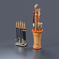 Hand Craft Tools Collection With Metal Stand And Bamboo Container Wooden Handles