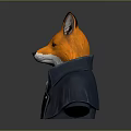 3D Fox Head Model With Blue Coat And White Fur 3d model