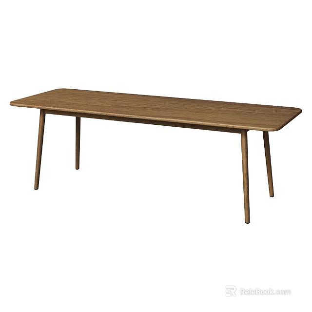 Modern Wooden Dining Table With Rectangular Top Simple Design And Slender Legs 3d model