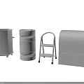 Durable Metal Hardware Tools Set Including Buckets Ladders And Storage Containers 3d model