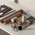 Assorted Hardware Tools Displayed On White Table