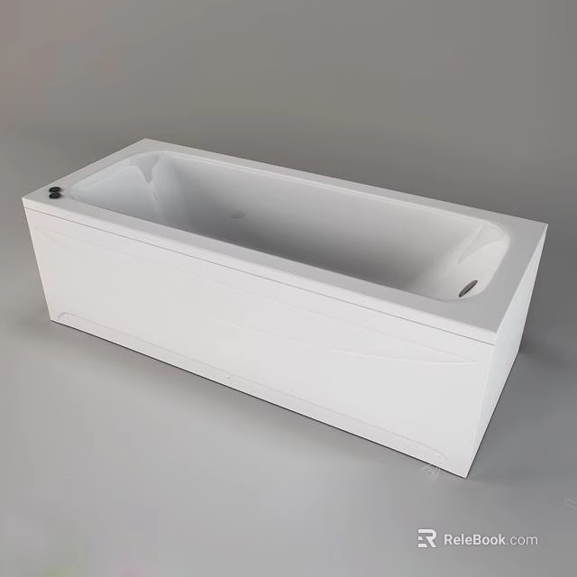 Sleek Modern White Rectangular Bathtub With Clean Lines And Freestanding Design 3d model 