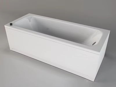 Sleek Modern White Rectangular Bathtub With Clean Lines And Freestanding Design 3d model