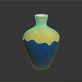 Elegant Decorative Vase With Shiny Gold Top And Smooth Blue Body Design For Home