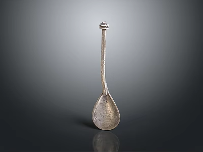 Antique Silver Spoon With Long Handle And Ornate Design For Daily Use 3d model