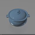 Sleek Blue Cooking Pot with Lid and Two Handles Modern Kitchen Cookware Design
