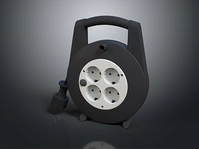 Portable Black Power Strip With Multiple Sockets Handle And Wheels For Mobile Use 3d model