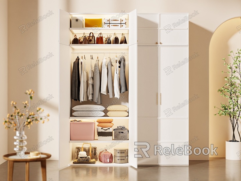 Cream Style Bedroom Wardrobe Scene Warm Light and Shadow Clothes Decoration Clothes Combination Flowers Simple and Fresh model